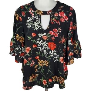 URBAN ROMANTICS Ruffled Floral Babydoll Top Sz XS